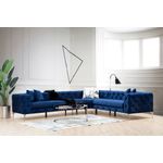 Casa si Gradina - Mobilier - Canapele si coltare - Coltare - Coltar, Hanah Home, lemn fag si pal, albastru marin, 310x270x70 cm - Infinity.ro