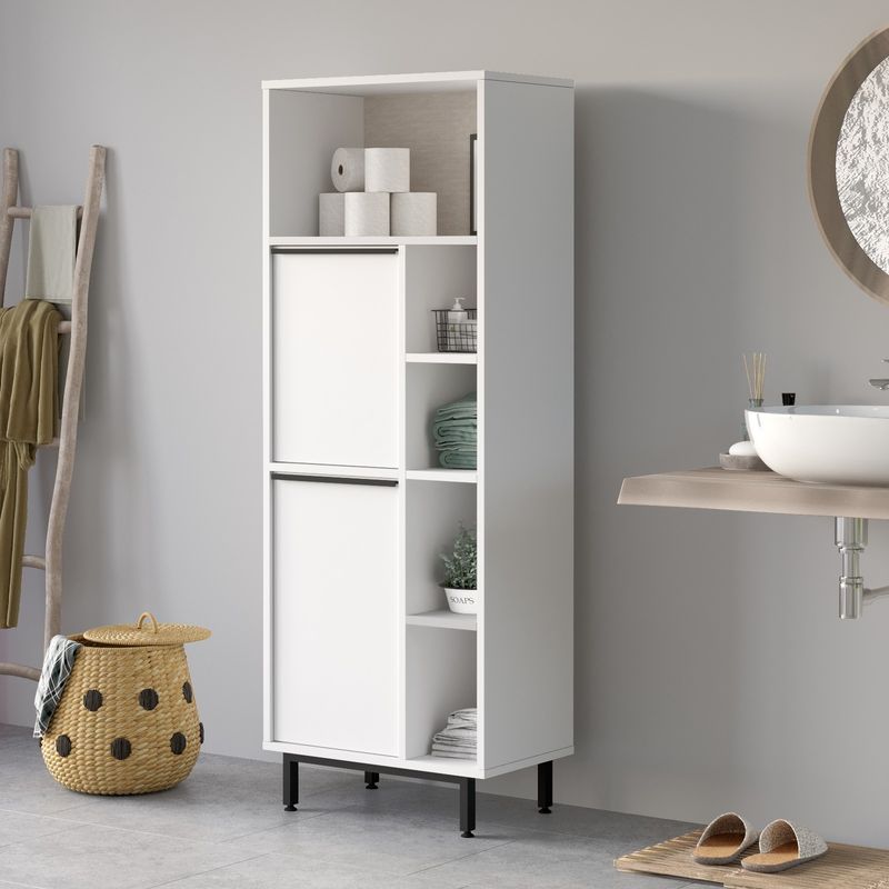 Casa si Gradina - Mobilier - Mobilier baie - Corpuri baie - Dulap baie, Hanah Home, pal melaminat, alb, 60x161.6x35.5 cm - Infinity.ro