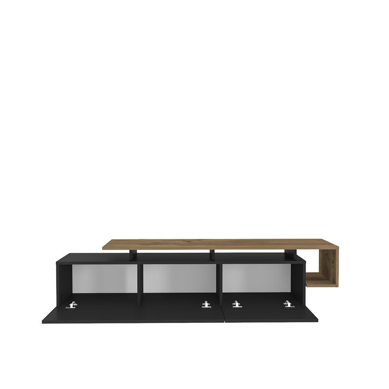 Casa si Gradina - Mobilier - Comode si corpuri - Comode - Comoda tv, Hanah Home, pal melaminat, negru si nuc, 180x46.4x38.9 cm - Infinity.ro