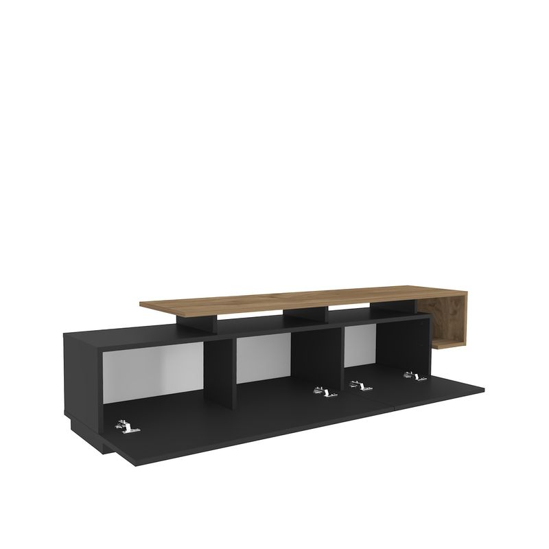 Casa si Gradina - Mobilier - Comode si corpuri - Comode - Comoda tv, Hanah Home, pal melaminat, negru si nuc, 180x46.4x38.9 cm - Infinity.ro