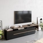 Casa si Gradina - Mobilier - Comode si corpuri - Comode - Comoda tv, Hanah Home, pal melaminat, negru si nuc, 180x46.4x38.9 cm - Infinity.ro