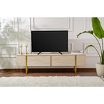Casa si Gradina - Mobilier - Comode si corpuri - Comode - Comoda tv, Hanah Home, pal melaminat, travertin si auriu, 180x45x30 cm - Infinity.ro