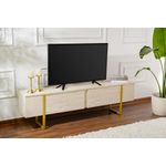 Casa si Gradina - Mobilier - Comode si corpuri - Comode - Comoda tv, Hanah Home, pal melaminat, travertin si auriu, 180x45x30 cm - Infinity.ro