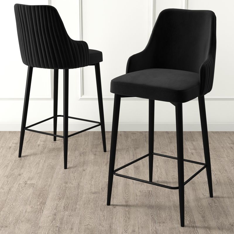 Casa si Gradina - Mobilier - Scaune si fotolii - Tabureti - Set taburete bar, Hanah Home, metal, negru, 45x43x105 cm, 2 bucati - Infinity.ro