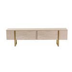 Casa si Gradina - Mobilier - Comode si corpuri - Comode - Comoda tv, Hanah Home, pal melaminat, travertin si auriu, 180x45x30 cm - Infinity.ro