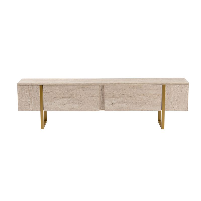 Casa si Gradina - Mobilier - Comode si corpuri - Comode - Comoda tv, Hanah Home, pal melaminat, travertin si auriu, 180x45x30 cm - Infinity.ro