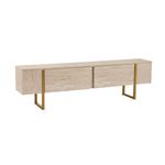 Casa si Gradina - Mobilier - Comode si corpuri - Comode - Comoda tv, Hanah Home, pal melaminat, travertin si auriu, 180x45x30 cm - Infinity.ro