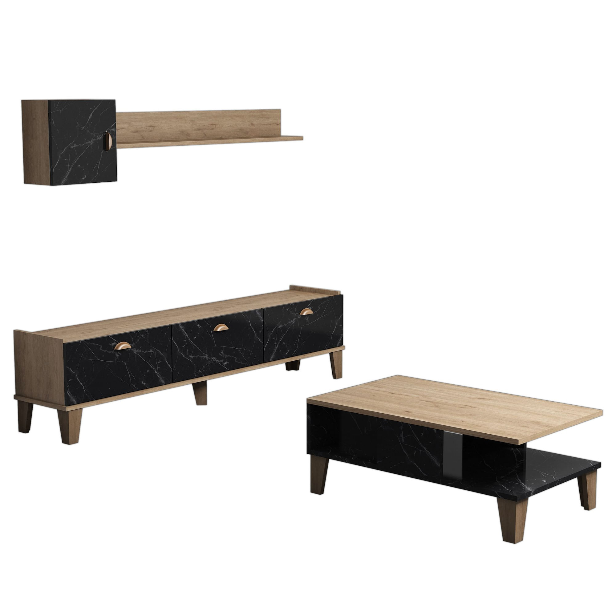 Set mobilier living, Hanah Home, pal melaminat, stejar marmura