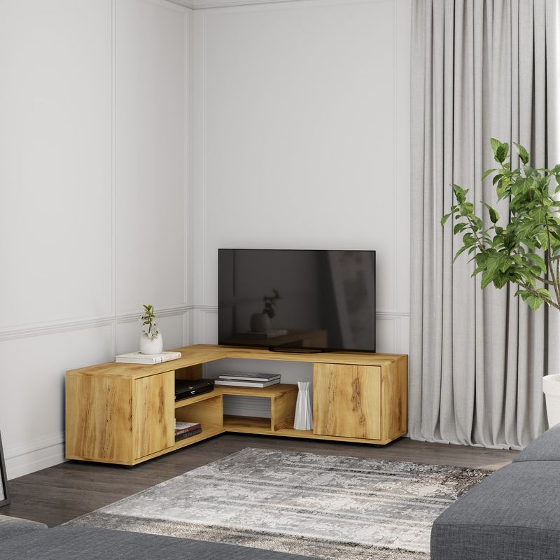 Casa si Gradina - Mobilier - Comode si corpuri - Comode - Comoda tv, Hanah Home, pal melaminat, stejar, 125x40x35 cm - Infinity.ro