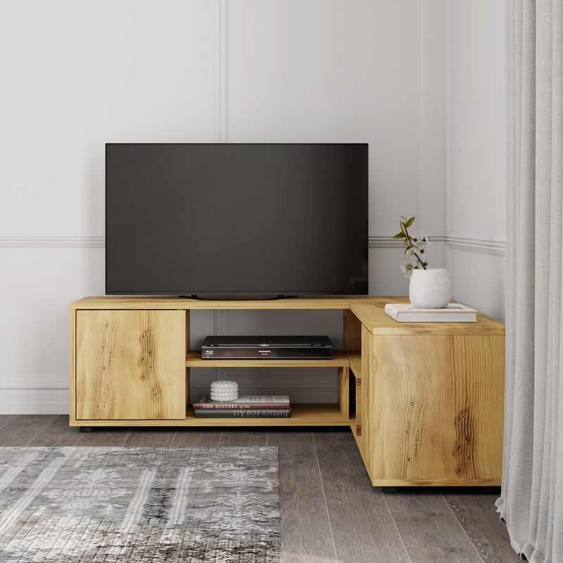 Casa si Gradina - Mobilier - Comode si corpuri - Comode - Comoda tv, Hanah Home, pal melaminat, stejar, 125x40x35 cm - Infinity.ro