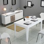 Casa si Gradina - Mobilier - Seturi de mobilier - Seturi living - Set mobilier living, Hanah Home, pal melaminat, alb, comoda 180x78.6x35 cm, masa 145x75x88 cm - Infinity.ro