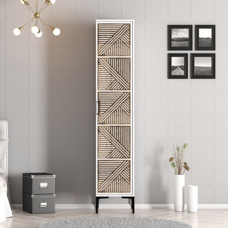 Casa si Gradina - Mobilier - Dulapuri si sifoniere - Sifoniere - Sifonier, Hanah Home, pal melaminat, alb, 40x47.5x201.4 cm, 845HCT5403 - Infinity.ro