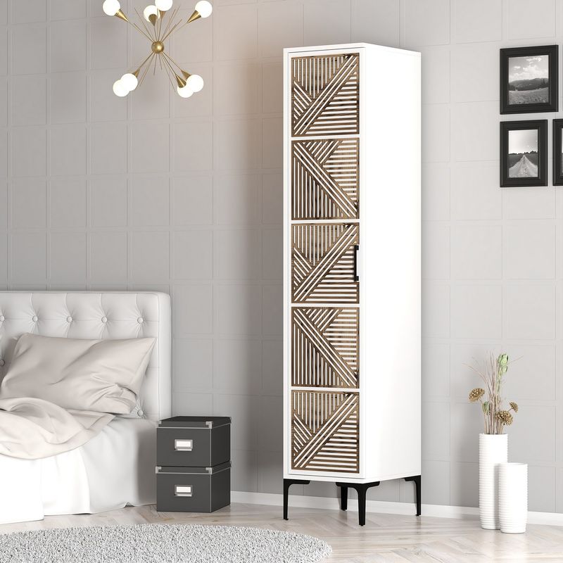 Casa si Gradina - Mobilier - Dulapuri si sifoniere - Sifoniere - Sifonier, Hanah Home, pal melaminat, alb, 40x47.5x201.4 cm, 845HCT5403 - Infinity.ro