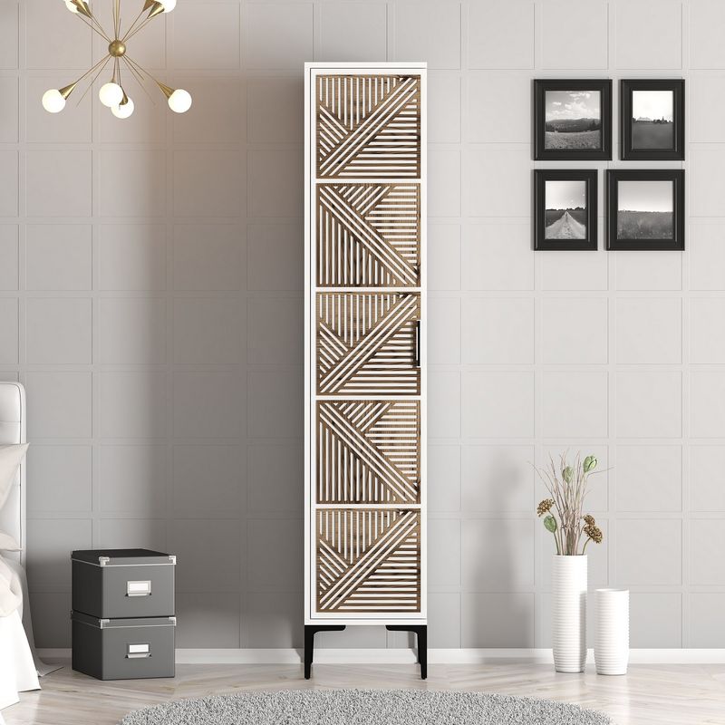 Casa si Gradina - Mobilier - Dulapuri si sifoniere - Sifoniere - Sifonier, Hanah Home, pal melaminat, alb, 40x47.5x201.4 cm, 845HCT5403 - Infinity.ro