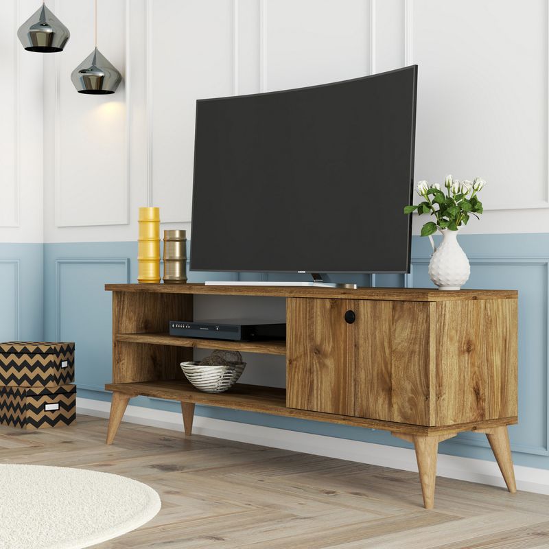 Casa si Gradina - Mobilier - Comode si corpuri - Comode - Comoda tv, Hanah Home, pal melaminat, nuc, 120x29.5x44.6 cm - Infinity.ro