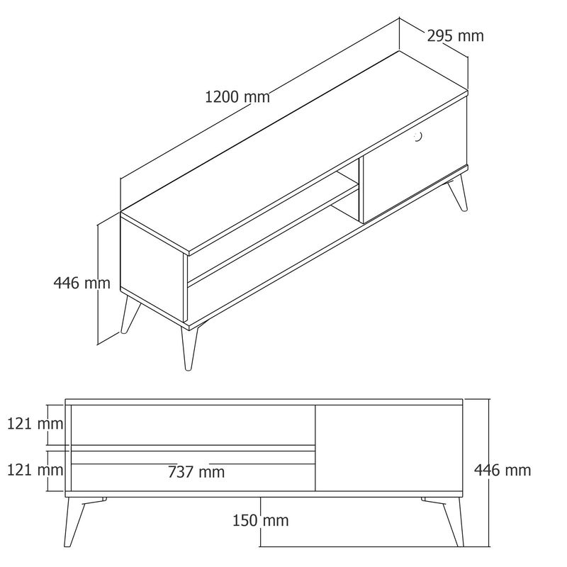 Casa si Gradina - Mobilier - Comode si corpuri - Comode - Comoda tv, Hanah Home, pal melaminat, nuc, 120x29.5x44.6 cm - Infinity.ro