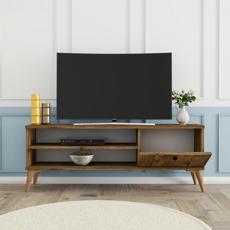 Casa si Gradina - Mobilier - Comode si corpuri - Comode - Comoda tv, Hanah Home, pal melaminat, nuc, 120x29.5x44.6 cm - Infinity.ro