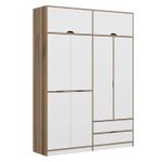 Casa si Gradina - Mobilier - Dulapuri si sifoniere - Sifoniere - Sifonier, Hanah Home, pal melaminat, alb dore, 185x52x253 cm - Infinity.ro