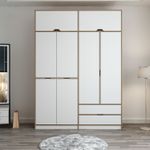 Casa si Gradina - Mobilier - Dulapuri si sifoniere - Sifoniere - Sifonier, Hanah Home, pal melaminat, alb dore, 185x52x253 cm - Infinity.ro