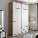 Casa si Gradina - Mobilier - Dulapuri si sifoniere - Sifoniere - Sifonier, Hanah Home, pal melaminat, alb dore, 185x52x253 cm - Infinity.ro