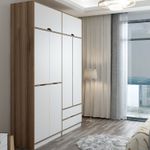 Casa si Gradina - Mobilier - Dulapuri si sifoniere - Sifoniere - Sifonier, Hanah Home, pal melaminat, alb dore, 185x52x253 cm - Infinity.ro