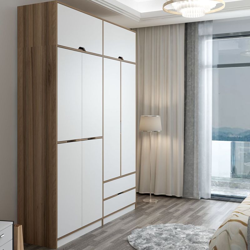 Casa si Gradina - Mobilier - Dulapuri si sifoniere - Sifoniere - Sifonier, Hanah Home, pal melaminat, alb dore, 185x52x253 cm - Infinity.ro