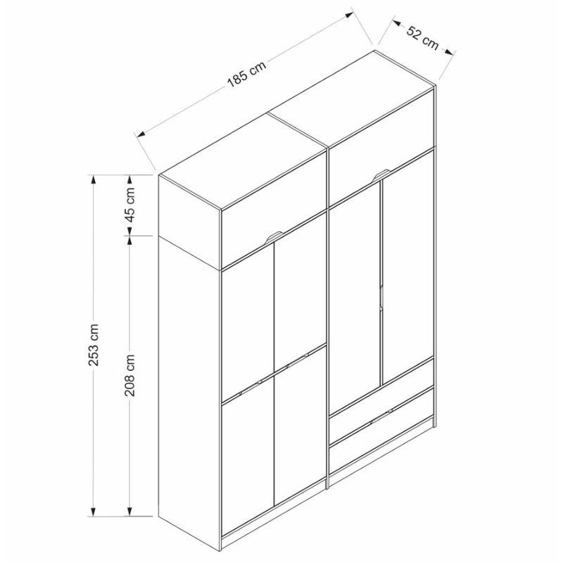 Casa si Gradina - Mobilier - Dulapuri si sifoniere - Sifoniere - Sifonier, Hanah Home, pal melaminat, alb dore, 185x52x253 cm - Infinity.ro