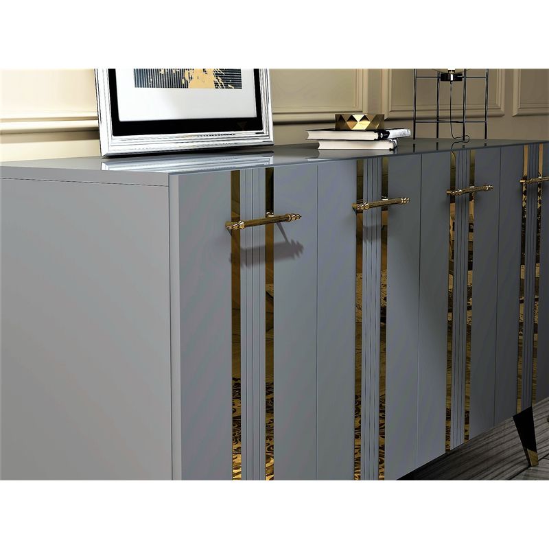 Casa si Gradina - Mobilier - Comode si corpuri - Console - Consola, Hanah Home, pal melaminat, antracit auriu, 150x40x80 cm - Infinity.ro