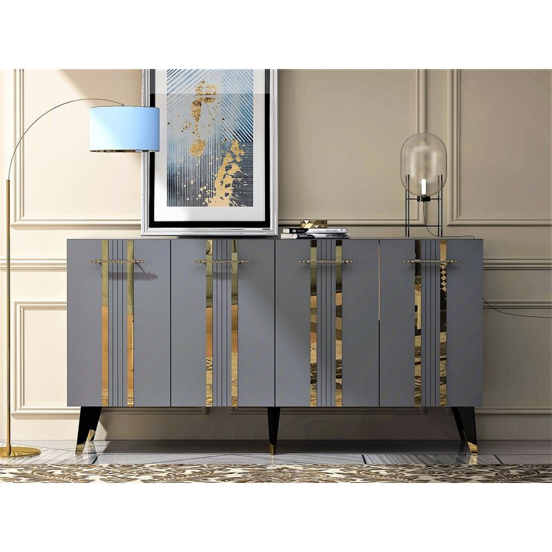 Casa si Gradina - Mobilier - Comode si corpuri - Console - Consola, Hanah Home, pal melaminat, antracit auriu, 150x40x80 cm - Infinity.ro