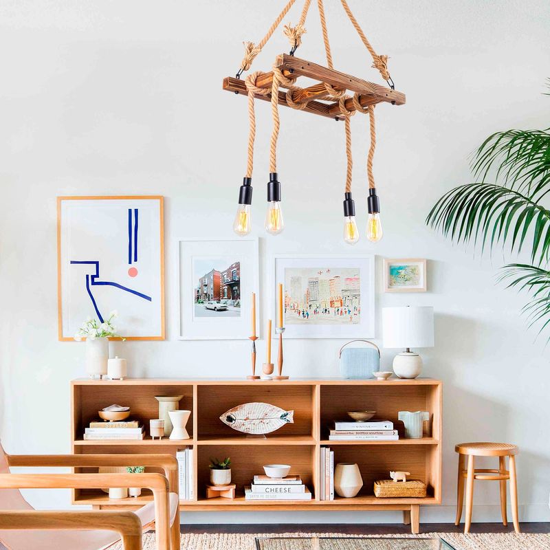 Casa si Gradina - Corpuri si surse de iluminat - Lustre si pendule - Candelabru, Opviq, lemn, natur, 60x34x100 cm - Infinity.ro