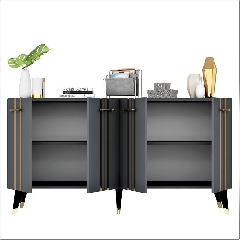 Casa si Gradina - Mobilier - Comode si corpuri - Console - Consola, Hanah Home, pal melaminat, antracit auriu, 150x40x80 cm - Infinity.ro