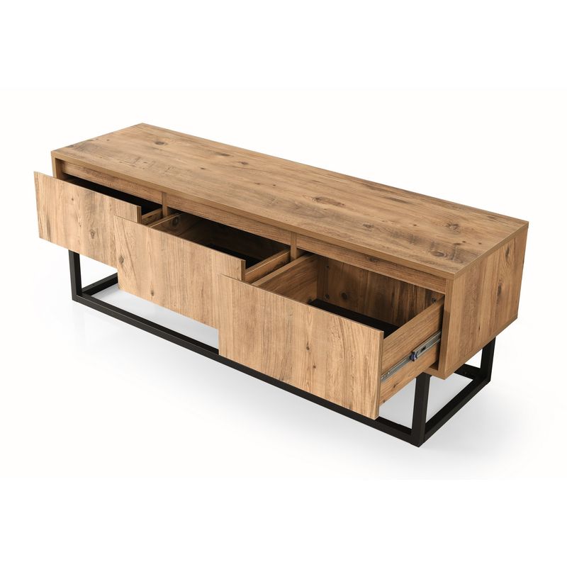 Casa si Gradina - Mobilier - Comode si corpuri - Comode - Comoda tv, Hanah Home, pal melaminat, negru si pin, 140x50x40 cm - Infinity.ro