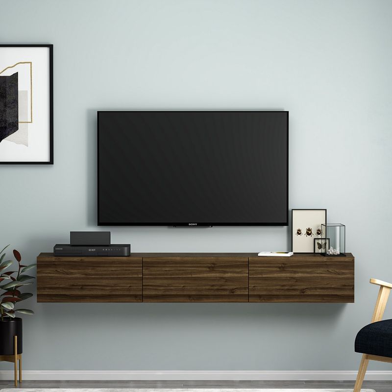 Casa si Gradina - Mobilier - Comode si corpuri - Comode - Comoda tv, Hanah Home, pal melaminat, nuc, 180x31.4x26 cm - Infinity.ro