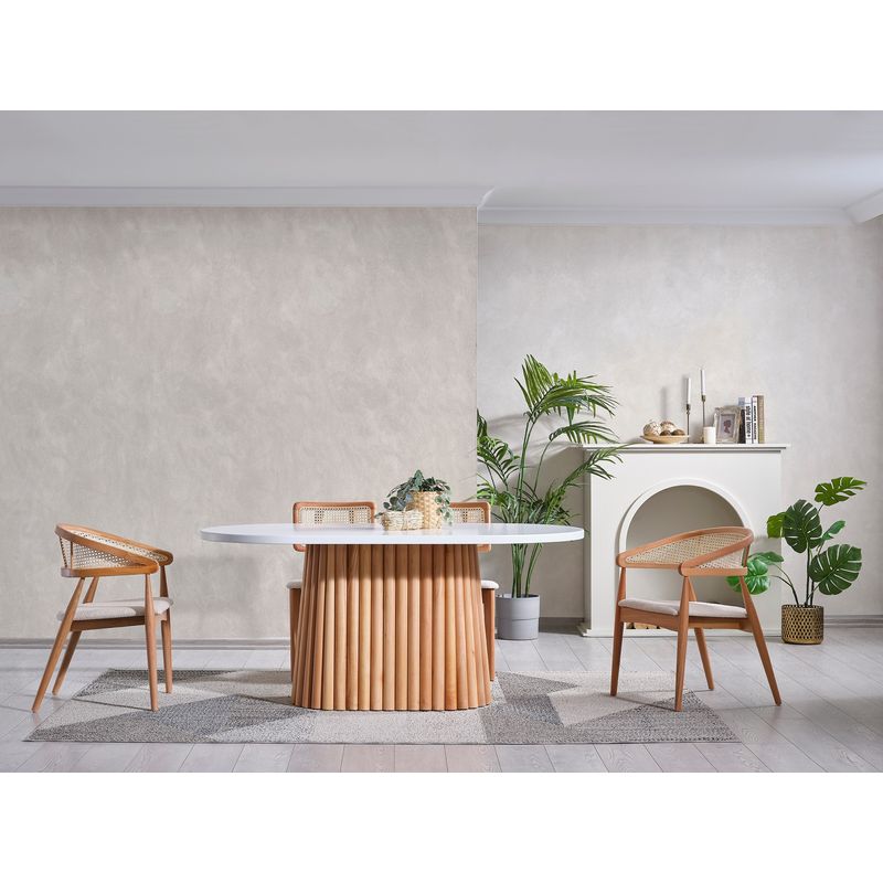 Casa si Gradina - Mobilier - Mese si birouri - Mese bucatarie si dining - Masa de dining, Hanah Home, lemn de fag, alb si natur, 170x90x75 cm - Infinity.ro