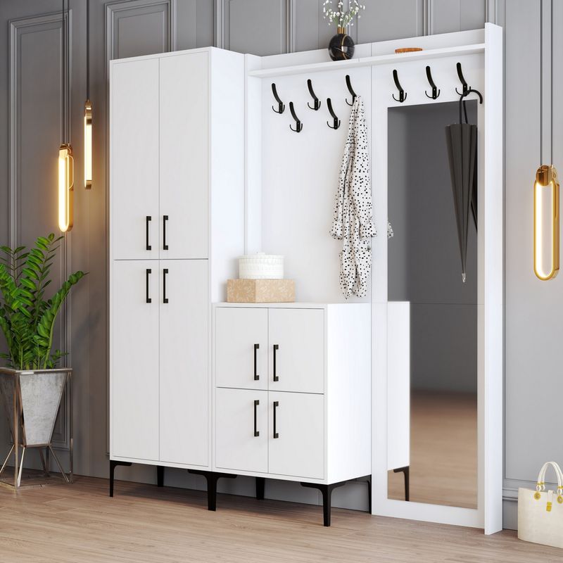 Casa si Gradina - Mobilier - Organizare si depozitare - Cuiere - Cuier, Hanah Home, panou aglomerat melaminat, alb, 180x35x200 cm - Infinity.ro