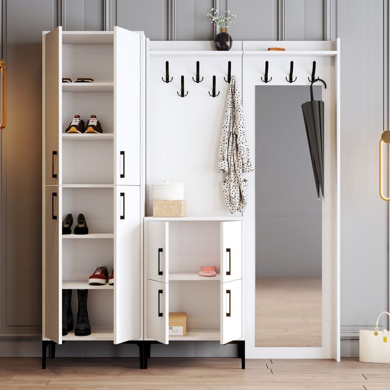 Casa si Gradina - Mobilier - Organizare si depozitare - Cuiere - Cuier, Hanah Home, panou aglomerat melaminat, alb, 180x35x200 cm - Infinity.ro