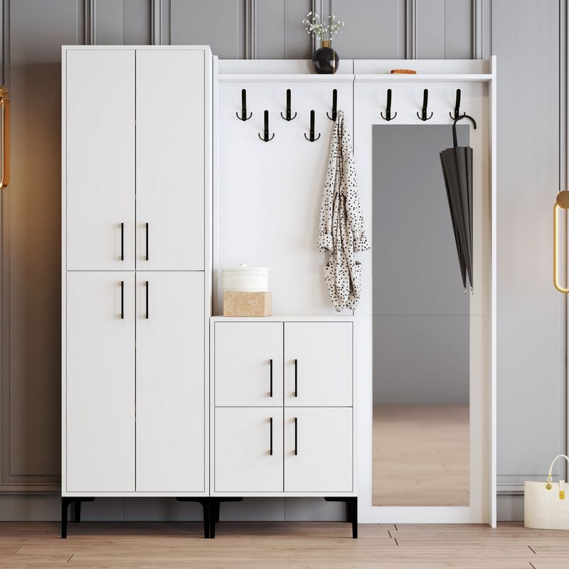 Casa si Gradina - Mobilier - Organizare si depozitare - Cuiere - Cuier, Hanah Home, panou aglomerat melaminat, alb, 180x35x200 cm - Infinity.ro