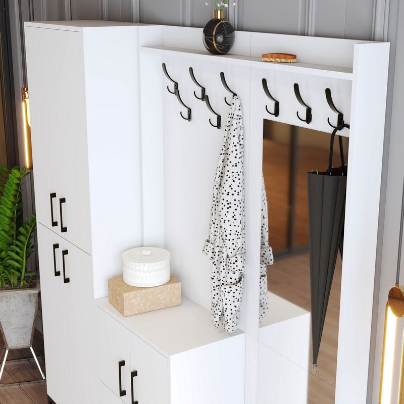Casa si Gradina - Mobilier - Organizare si depozitare - Cuiere - Cuier, Hanah Home, panou aglomerat melaminat, alb, 180x35x200 cm - Infinity.ro