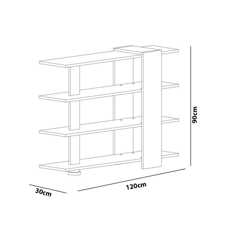 Casa si Gradina - Mobilier - Biblioteci si rafturi - Biblioteci - Biblioteca, Hanah Home, pal melaminat, alb si nuc, 120x30x90 cm - Infinity.ro