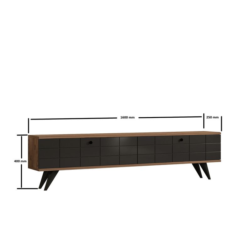 Casa si Gradina - Mobilier - Comode si corpuri - Comode - Comoda tv, Hanah Home, pal melaminat, pin atlantic si antracit, 160x35x25 cm - Infinity.ro
