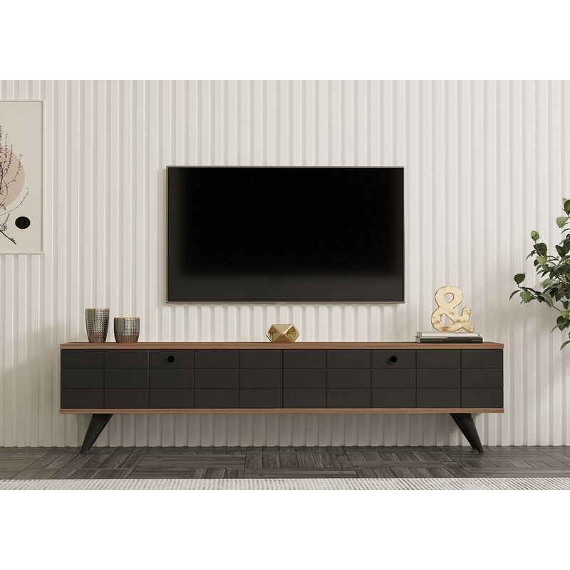 Casa si Gradina - Mobilier - Comode si corpuri - Comode - Comoda tv, Hanah Home, pal melaminat, pin atlantic si antracit, 160x35x25 cm - Infinity.ro