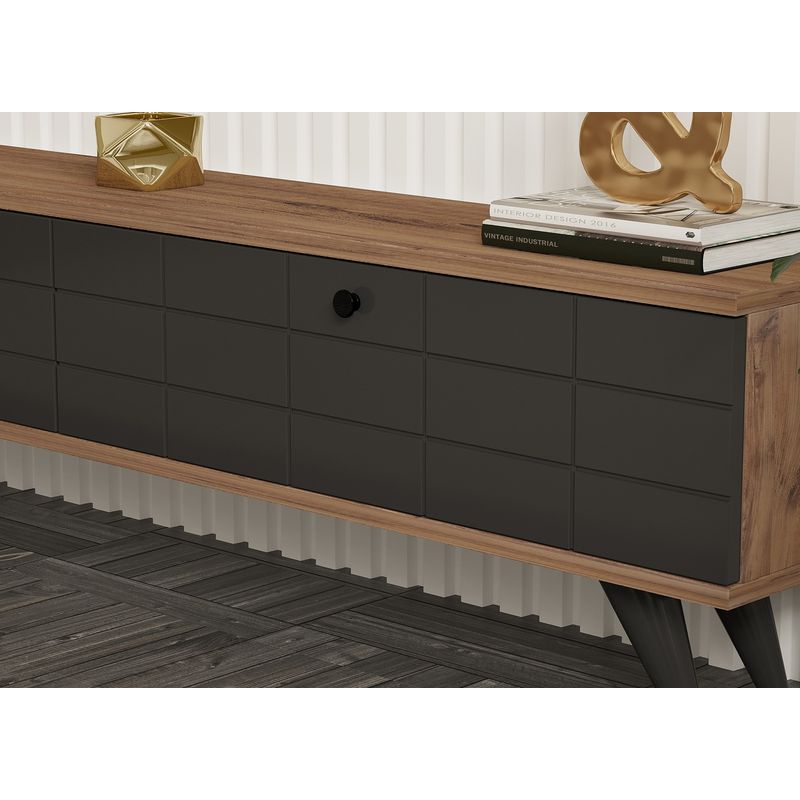 Casa si Gradina - Mobilier - Comode si corpuri - Comode - Comoda tv, Hanah Home, pal melaminat, pin atlantic si antracit, 160x35x25 cm - Infinity.ro
