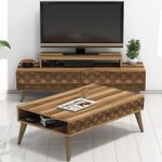 Casa si Gradina - Mobilier - Seturi de mobilier - Seturi living - Set mobilier living, Hanah Home, pal melaminat, nuc, 140x48.8x41.8 cm - Infinity.ro