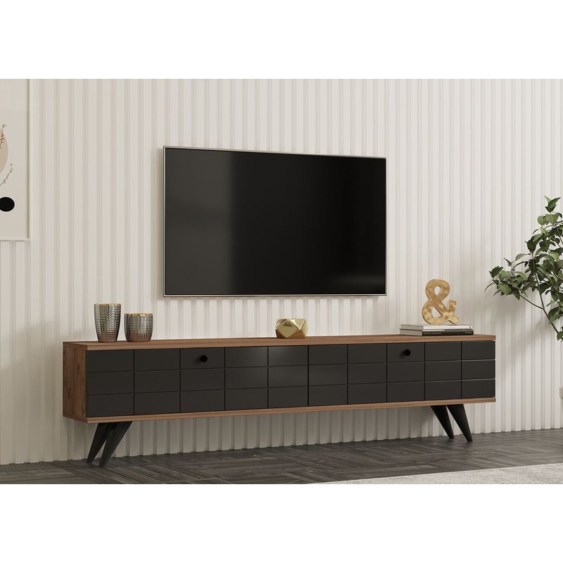 Casa si Gradina - Mobilier - Comode si corpuri - Comode - Comoda tv, Hanah Home, pal melaminat, pin atlantic si antracit, 160x35x25 cm - Infinity.ro