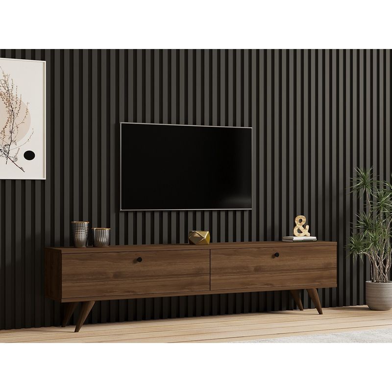 Casa si Gradina - Mobilier - Comode si corpuri - Comode - Comoda tv, Hanah Home, pal melaminat, nuc, 160x40x25 cm - Infinity.ro