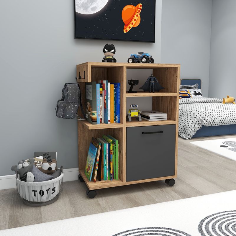 Casa si Gradina - Mobilier - Mobilier baie - Corpuri baie - Dulap multifunctional, Hanah Home, pal melaminat, pin atlantic, antracit, 60x35x80.9 cm - Infinity.ro