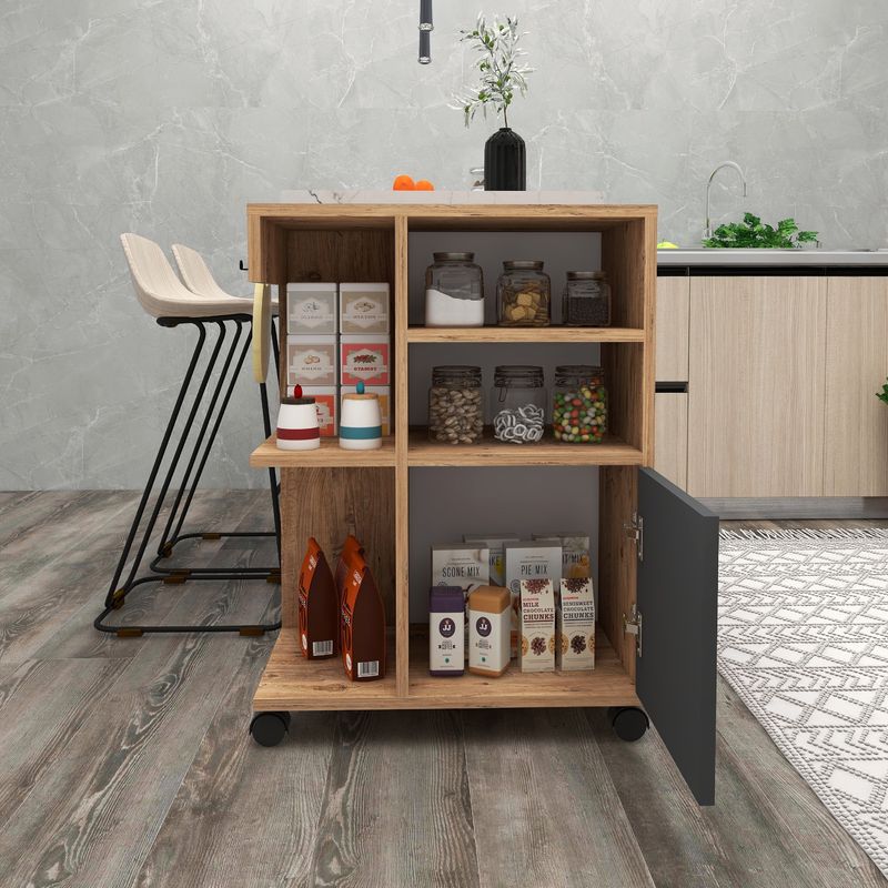 Casa si Gradina - Mobilier - Mobilier baie - Corpuri baie - Dulap multifunctional, Hanah Home, pal melaminat, pin atlantic, antracit, 60x35x80.9 cm - Infinity.ro