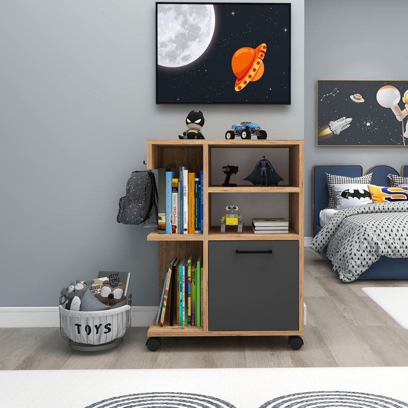 Casa si Gradina - Mobilier - Mobilier baie - Corpuri baie - Dulap multifunctional, Hanah Home, pal melaminat, pin atlantic, antracit, 60x35x80.9 cm - Infinity.ro