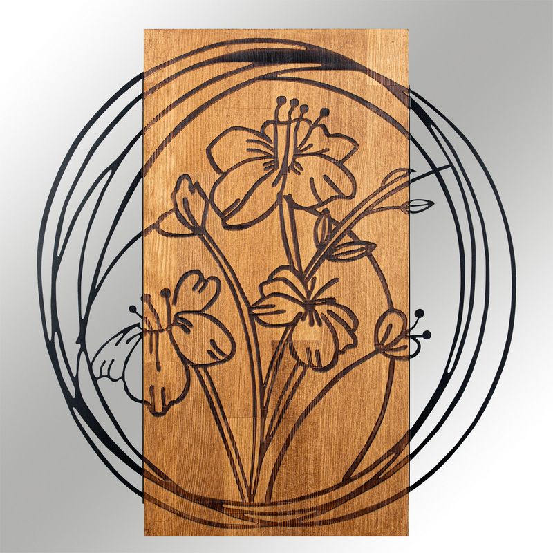 Casa si Gradina - Decoratiuni - Decoratiuni perete - Accesoriu decorativ de perete, Wallxpert, metal si lemn, negru si nuc, 55x57,5 cm - Infinity.ro