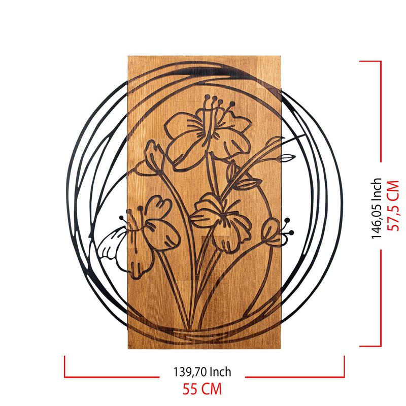 Casa si Gradina - Decoratiuni - Decoratiuni perete - Accesoriu decorativ de perete, Wallxpert, metal si lemn, negru si nuc, 55x57,5 cm - Infinity.ro